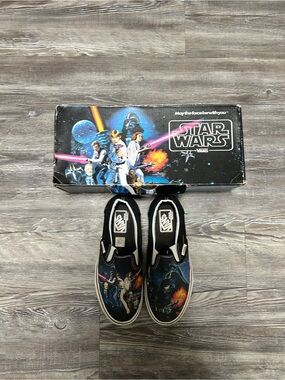 Vans Star Wars Slip-On Shoes in Black with Galaxy Print